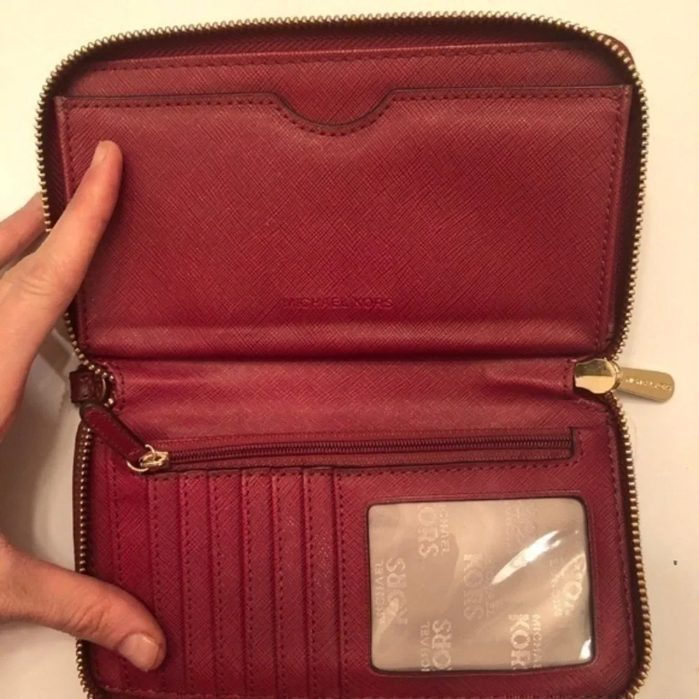 Michael kors red burgundy leather wallet